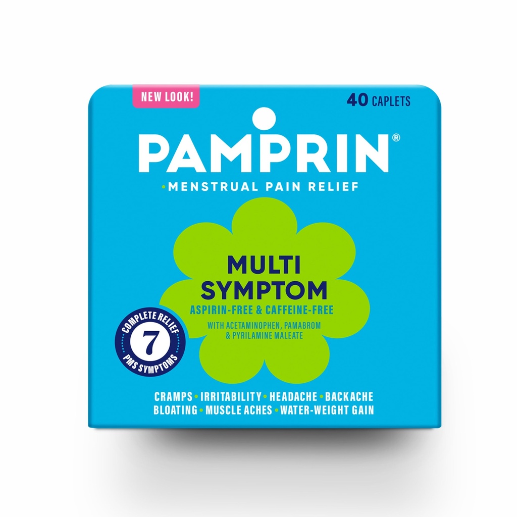 Pamprin Multi-Symptom Formula, Acetaminophen ile, Menstrual Period Belirtileri Cramps, Pain, Bloating ve Irritability 40 Caplets