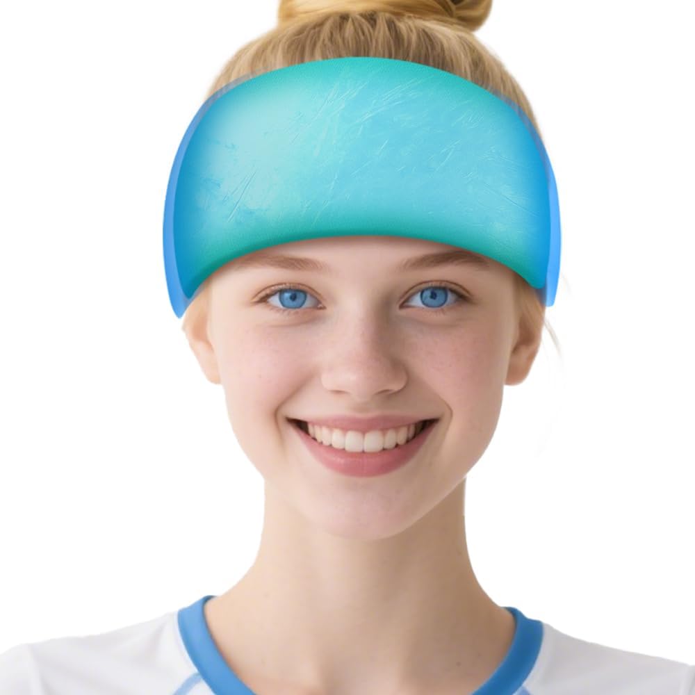 Migraine Relief Cap,Soothing Headache Migraine Hat Buz Kafası,Hangover Cap Face Mask Cold Capsule for Ger,Puffy Eyes,Stress,Sinus,Ice Blue