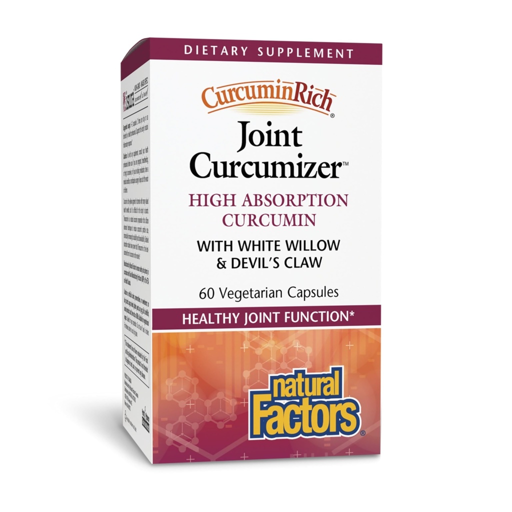 CurcuminRich Joint Curcumizer by Natural Factors, Support Health Joints, Heart and Natural Inflammatory Response with White Willow, 60 kapsül (30 hizmet)