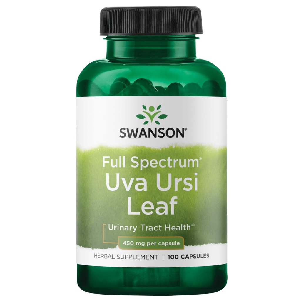 Swanson Full-Spectrum Uva Ursi Leaf - Herbal Supplement Kidney & Urinary Tract Health - Kartiovascular System Function & Bladder Health - (100 Capsules, 450 mg Her)