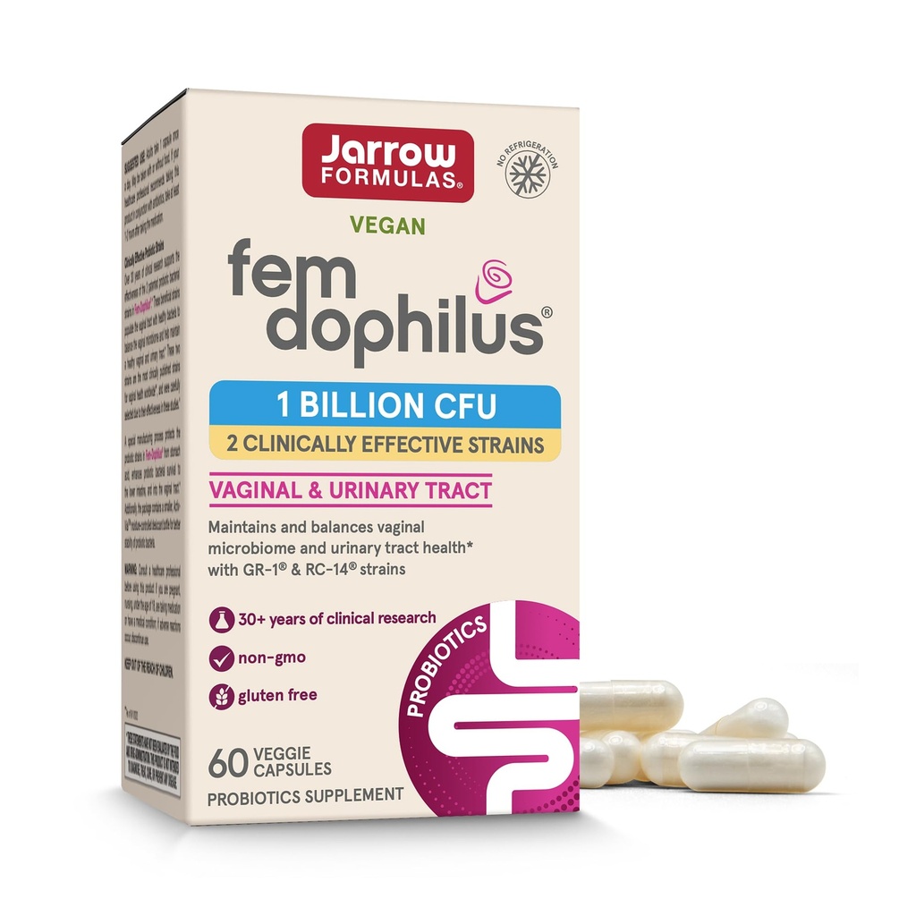 Jarrow Formulas Fem-Dofilius Vaginal Probiyotiks 1 Milyar CFU 2 Bilim-Backed Strains, Diyetary Supplement For Vaginal & Urinary Tract Support, 60 Capsules, 60 Day Supply, Raf-Stable Probiyotiks