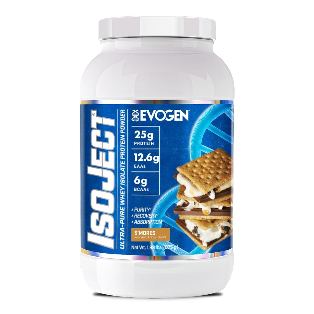 Evogen Isoject - Whey proteini | Ultra-Pure Whey Protein Toz Ignitor Enzymes, BCAAs ve EAAs | Gelişmiş Abhidrasyon & Recovery | S'Mores | 25 Servisler