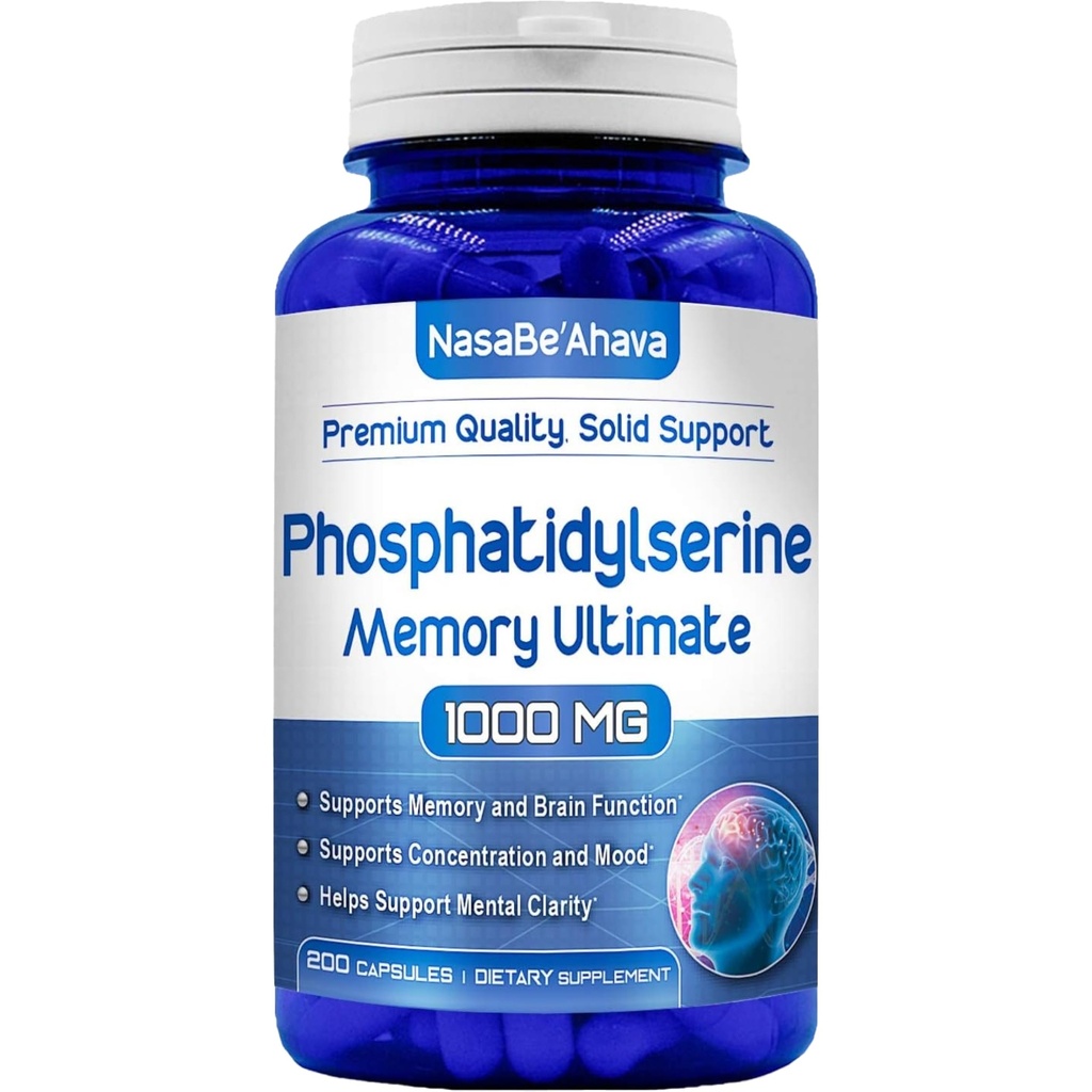 Beyin Desteği için Bellek Tamamı | Phosphatidylserine Supplement with Memory and Focus Complex with Ginkgo Biloba DMAE Rosemary and Gotu Kola | Made and Tested the USA (66 Day Supply)