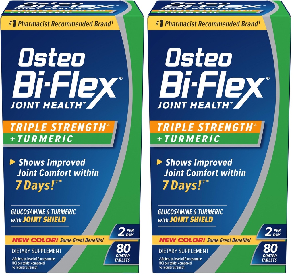 Osteo Bi-Flex Triple Strength Glucosamin with Turmeric, Ortak Sağlık Supplement, Kaplamalar, Orijinal Versiyon, 80 Kont (Pack of 2)