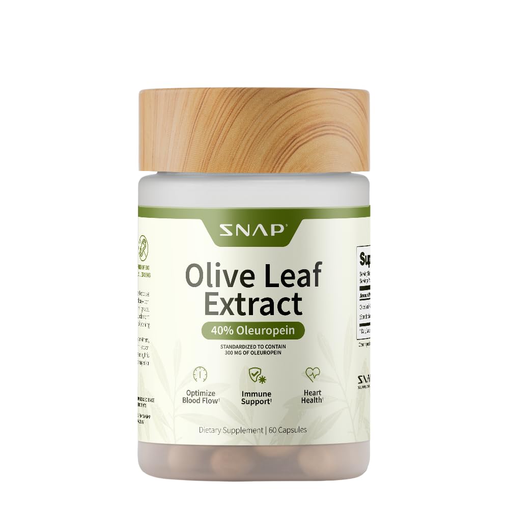 Snap Supplements Olive Leaf Extract Capsules - Super Strength% 40 Kan Akış Desteği için Ol Europein, Digestion, Antioxy Boost Supplement, improve Brain Function (60 Capsules)