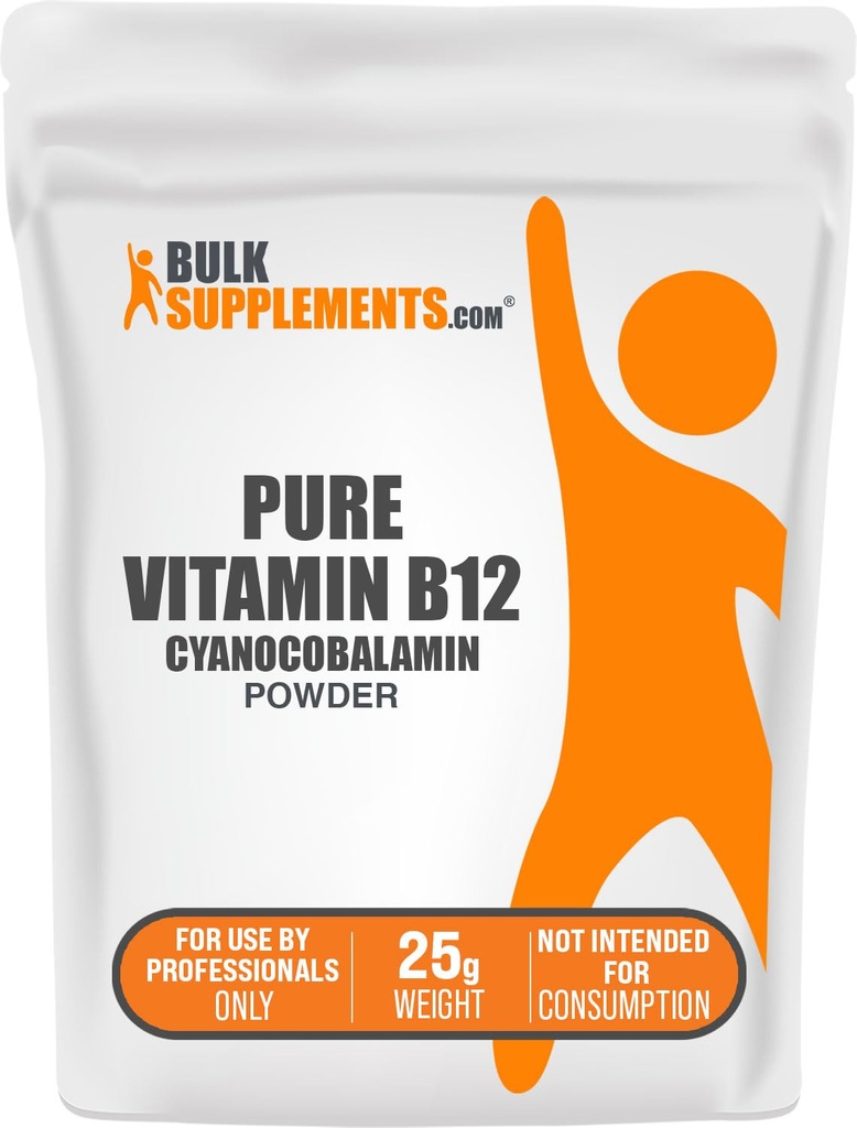 BulkSupplements.com Pure Vitamin B12 Toz - Cyanocobalamin, B Supplements, Cyanocobalamin B12 Supplement - Pure Product, multiple Services, 25g (0.88 oz) (Paket of 1)
