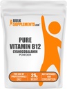 BulkSupplements.com Pure Vitamin B12 Toz - Cyanocobalamin, B Supplements, Cyanocobalamin B12 Supplement - Pure Product, multiple Services, 25g (0.88 oz) (Paket of 1)