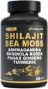 Shilajit Capsules for Men - 50% Fulvic Acid, 85+ Trace Minerals Pure Himalayan, Shilajit Resin Extract with Sea Moss, Ashwagandha-for Energy, Stamina -120 Capsules