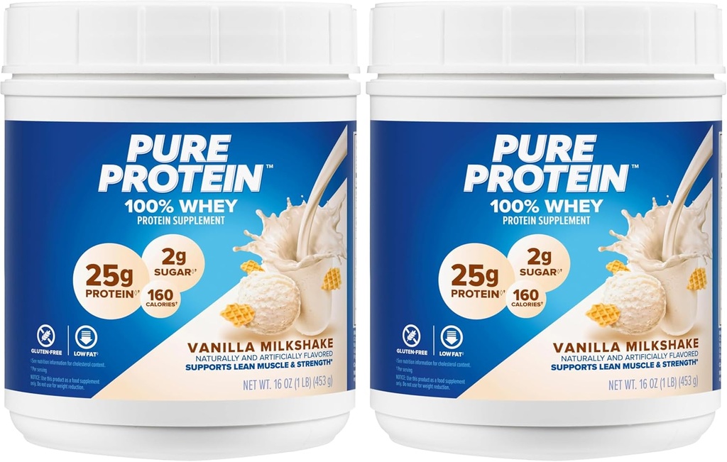 Saf protein Toz - Whey, Yüksek Protein, Low Sugar, Gluten-Free, Vanilla Cream Flavor - 1 lb (Pazar Mayıs Vary) (Pack of 2)