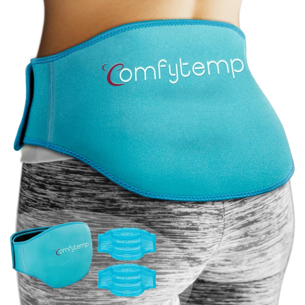 Geri Ağrı Yardımı için Komfytemp Buz Paketi, 2 Packs, FSA Eable, Reusable Gel Lower Back Ice Brace for Scia Injuries, Hot Cold Capsule for Lower Lumbar, Waist, Men Women After Surgery Hediye