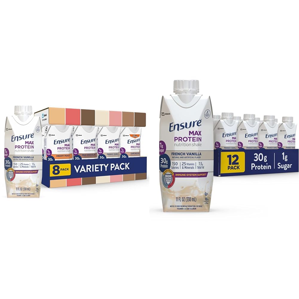 Max Protein Beslenme Shakes, Çeşitli Paketi, 30g ile Protein ve Max Protein Beslenme Shake 30g of Protein, 1g of Sugar, High Protein Shake, French Vanilla, Liquid, 11 fl oz (Pazar 12)