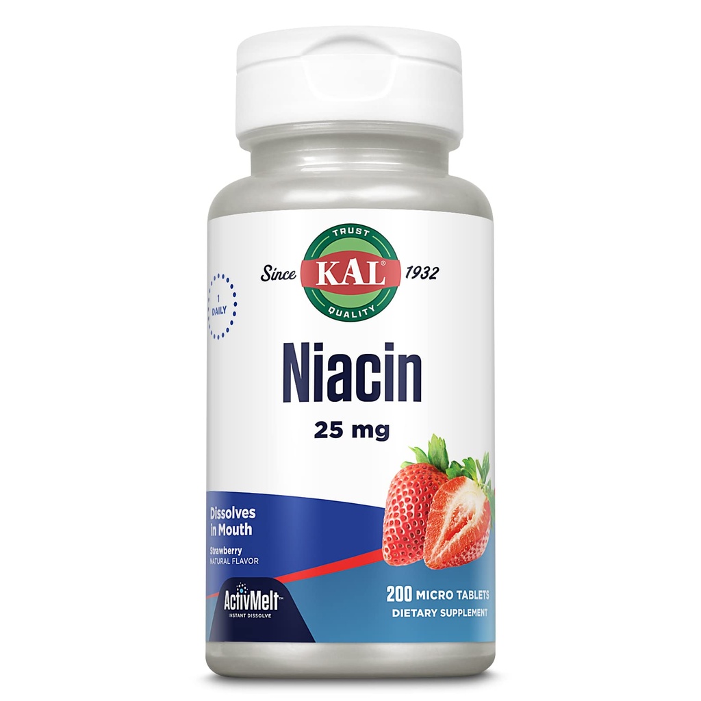 Kal 25 Mg Niacin Tabletleri, Strawberry, 200 Kont