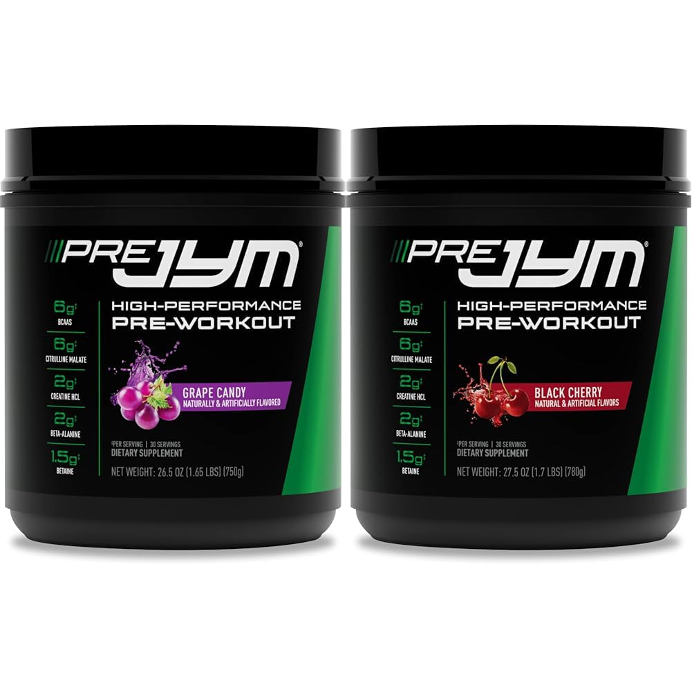 Pre JYM Grape Candy Pre Workout Toz 30 Hizmet & Black Cherry Flavor 30 Servisler