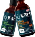 E2H: Sıvı Klorophyll ve Sıvı Turmeric Curcumin | Vegan, Non-GMO - 2 Fl Oz Her (4 Fl Oz Total) - Schen