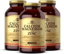 Solgar Calcium Magnesium Plus Zinc - 250 Tablets, Pack of 3 - Promotes Healthy Bones, Supports Nerve & Muscle Function - Non-GMO, Vegan, Gluten Free - 250 Total Servings