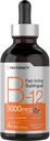 Horbaach B12 Vitamin 5000 mcg Sublingual | 4 Fl Oz | Mekobalamin ve Cyanocobalamin | Sıvı Vegetarian Drops | Berry Flavor | Non-GMO & Gluten Free Supplement