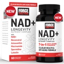 FORCE FACTOR NAD+ (NMN veya Nicotinamid Riboside Alternatif) Resveratrol, Astaxanthin, spermidine & Luteolin Kompleksi, NAD Hücreleri Desteklemek için, 60 Capsules Health & Health Aging, 60 Capsules