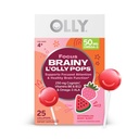 OLLY Focus Buddies L'OLLY Pops, Cog ETF, Vitamins B6 ve B12, Omega-3 ALA, Destekler Odaklı Dikkat ve Sağlıklı Beyin Fonksiyonlar, * Çocuklar Diyetsel Tamam, Sumelon Strawberry Flavored, 25