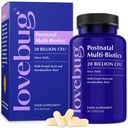 Lovebug Postnatal Probiyotikler - 20 Milyar CFUs - Fenugreek ile, Süt Butle & Fennel, Supports Mother Milk & Gut Health, Postpartum Essentials, 30 Capsules