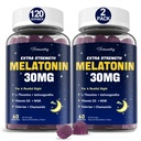 Melatonin Gummies 30mg for Yetişkinler: L-Theanine ile maksimum Güçlü Melatonin Supplement, Ashwagandha, MSM, Vitamin D3 & çinko - Non-Habit Form, Natural Karma Berry Flavor 60 Kont (Pabit Toplama)