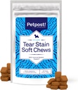 Petpost Tear Stain Remover Soft Chews for Dogs | 90 Count Cheese Flavor Dog Tear Stain Support Supplement | Gentle Eye Care for White Dogs & Light Breeds | Tylosin Free, Made in USA