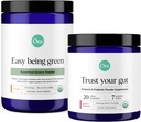 Ora Organic Prebiotic & Probiotic Powder & Greens Powder Bundle: 20 Billion Probiotic, Apple & Raspberry Flavor, 30 Servings & 20+ Superfood Greens Blend - Citrus Flavor, 30 Servings