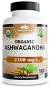 NaturaLife Labs Organik Ashwagandha 2100 mg hizmet başına – Root Toz & Extract – 100 Capsules – Vegan, Non-GMO, Gluten-Free Free-GMO, Gluten-Free Free