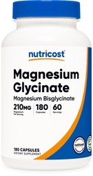Nutricost Magnezyum Glycinate Capsules (180 Capsules, 210 mg Per Service) - Magnezyum Glycinate Supplement for Gentle Abors
