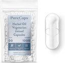 Purecaps USA - Empty Herbal Oil Vegetarian Vegan Pill Capsules Size 00| 1,000 Joined Pills| Clear| Non-GMO Certified| SLS, Gluten, Preservative Free