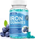 Iron Gummies with Multivitamin, Iron Supplement for Women & Men with Zinc, Vitamin B Complex & C, B12, Folate - Blood Builder & Energy Support for Adults & Kids - Blueberry Flavor, Vegan 60 Gummies