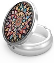 Pill Box 3 Compartment Small Pill Case,Portable for Pocket or Purse Pill Organizer Pill Container Holder to Hold Vitamins, Medication, Fish Oil and Supplements(Colorful Mandala)
