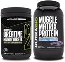 NutraBio Kretine Monohidrat, Unflavored, (300 g) ve Kas Matrix Protein Toz, (Confetti Kek) Tamam Sche – Kas Enerji, maksimum Büyüme, Kurtarma ve Güçlü