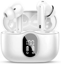 Btootos Wireless Earbuds Bluetooth 5.4 Headphones Bass Stereo Ear Buds with Noise Cancelling Mic LED Display in Ear Earphones IP7 Waterproof 36H Playtime for Laptop Pad Phones Sports Workout White