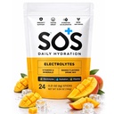 SOS Hydration Electrolyte Toz İç Mix | 24 Hizmetler | Temel Vitaminler Low Sugar Keto-Friendly | Mango
