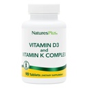NaturesPlus Vitamins D3 & K2 - 90 Tablets - Promotes Bone Support, Immune Function, Cardiovascular Health & Mood Balance - Vegetarian, Gluten Free - 90 Servings
