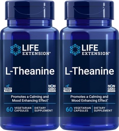 Life Extension L-Theanine, 60 Vejetaryen Capsules (Pack of 2) - Şaraptan Türlü - Gluten-Free, Non-GMOMO