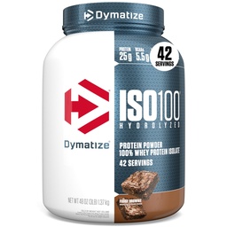 ISO100 Whey proteini Toz Isolate, Fudge Brownie, 25g of protein, 3 Pound, 5.5g BCAAs, 120 Cal., Gluten Free, 1g Fat, 1g Sugar, 2g Carb (42 Servisler)