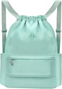 Wet Pocket Gym Backpack Water-Resistant Cinch String Bag Beach Face for Women Men