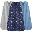 Baby Sleep Sack 12-18 Months 3 Pack 100% Cotton Lightweight 0.5 TOG Wearable Blanket Baby Sleep Bag with 2-Way Zipper for Infant Toddler Blue