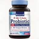 Bonawell Probiyotiks 120 Milyar CFU 32 Strains with Prebiyotiks, Digestive Enzymes for Gut Health, 3-in-1 Daily Probiyotik, Raf-Stable, Gecikmiş-Release, 30 Veggie Caps