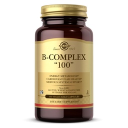 Solgar B-Complex "100", 100 Sebze Capsules - Nervous System Support - Supports Energy Metabolism - Non-GMO, Vegan, Gluten Free, Dairy Free, Kosher - 100 Hizmet