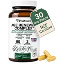 Yaş Renewal Kompleksi ve Anti-Aging Supplement - Hücresel Yeniwal Autophagy Aid Senolytic - Fisetin, Quercetin, Curcumin, çinko - 90 Capsules 30 Day Supply - Heart, Skin, & General Wellness Support
