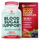 PurePremium Normal Kan Şeker Desteği Tamam - Kan Şeker Seviyelerini Desteklemek için 20 Active Malzemeler Kompleks - Cinnamon, Bitter Melon, Chromium, Mulberry - 120ct