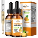 2 Pack Magnezyum Glycinate Liquid Drops, 1000 mg of Magnezyum Kompleksi Uyku, Nerve, Enerji, Kas, Bone, Calm & Digestion, High Abxia, 2 Fl Oz, Pineapple Flavor