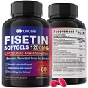 LILICARE Fisetin Supplement - Liposomal Super Absorption 98% Pure 1200mg with Quercetin, Resveratrol, Green Tea Extract for Healthy Aging & Longevity, Skin Health, Brain & Antioxidant - 60 Softgels