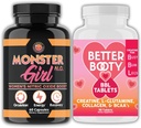 Angry Supplements Women's Workout Sche: Monster Girl N.O Nitric Hoffman 60ct + Kretine Komplek Tabletleri 90ct 2 Şişe Toplam Toplamı Toplam