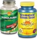 Nature's Life Monolaurin & Bromelain Sinus Ease Sche | Sağlıklı Immune Function & Respiratory Support | 90ct, 100ct