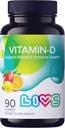 LIVS Vitamin D3 Gummies 2000 IU for Women & Men – Vegan Vitamin D3 Supplement for Bone, Teeth & Immune Support – Chewable Vitamin D Gummies with Natural Lemon Berry & org Flavor – 90 Ct