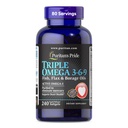 Puritan's Pride Premium Triple Active Omega 3-6-9 Fish, Flax ve Borage Oils, Diyetary Supplement for Heart, Joint, and Cellular Health Support, 240 Hızlı Yayın Softgels