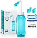 Neti Pot Sinus Rinse Nasal Wash 300ML Neti-Pot with 30 Nasal Wash Salt Packets and Sticker Thermometer Nose Cleaner Washing Bottle Cleaner Pressure Irrigation for Adult & Kid BPA Free (Light Green)